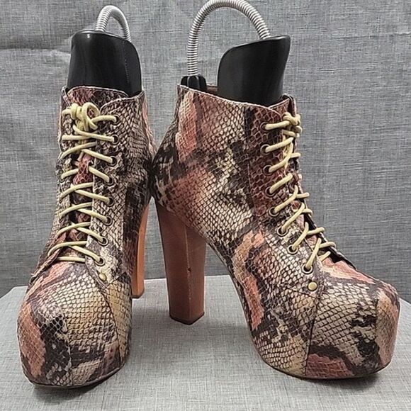 Jeffrey Campbell Lita Snake Print Boot -  Platform, Tall Heel, Women's SZ 39 - Picture 1 of 13
